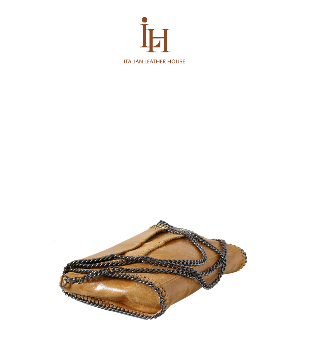 Large shoulder with chain strap – italian leather house